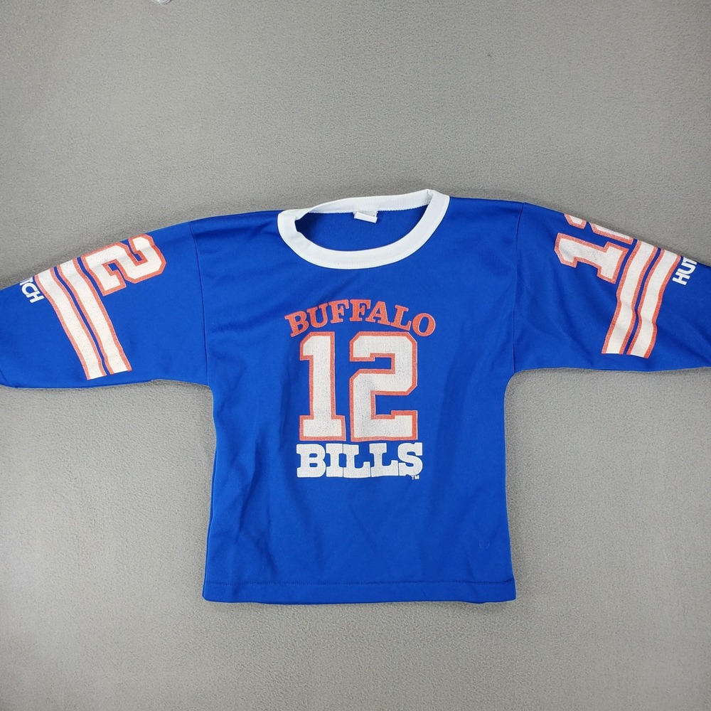 Hutch Football Jersey Kids S Blue Buffalo Bills Jim Kelly 12 Vintage 90s USA